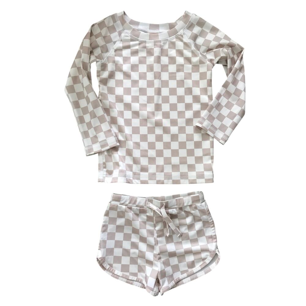 SIIX 2Pc Beige Checker Swimsuit Size 3T